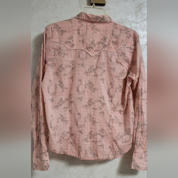 Twenty X ultra fit pink & tan western snap button shirt size L - Picture 3 of 3